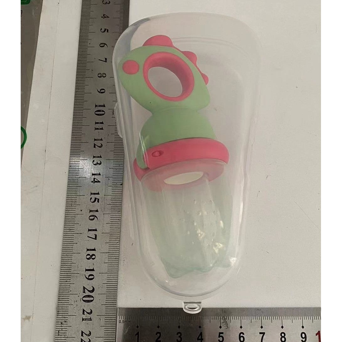Suzeta pentru Fructe, pentru Bebelusi, din Silicon Alimentar, +4 Luni, 2 mm Grosime Gauri Tetina, 12.4 x 5.1 x 4.7 cm, Verde/Fucsia