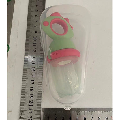 Suzeta pentru Fructe, pentru Bebelusi, din Silicon Alimentar, +4 Luni, 2 mm Grosime Gauri Tetina, 12.4 x 5.1 x 4.7 cm, Verde/Fucsia
