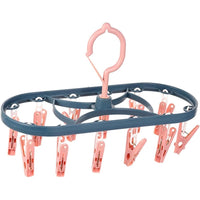 Uscator de Rufe Suspendat, cu 12 Carlige, Rotire 360 Grade, Protectie Vant, Mateiral Plastic, Usor de Depozitat, Multifunctional, 30 x 12.5 cm, Albastru/Roz