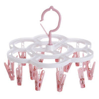 Uscator de Rufe Suspendat, cu 16 Carlige, Rotire 360 Grade, Mateiral Plastic, Usor de Depozitat, Multifunctional, 26 x 21 cm, Roz