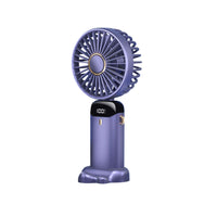 Ventilator Ultra Portabil cu Aromaterapie, 3 in 1, de Mana, de Birou, de Gat, 5 Trepte de Viteza, Incarcare USB, Autonomie 12h, Pliabil, cu Ecran LCD, Mov