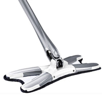 Mop Plat, cu Sistem de Stoarcere, 2 Lavete Incluse, Lungime Telescopica 140 cm, Argintiu